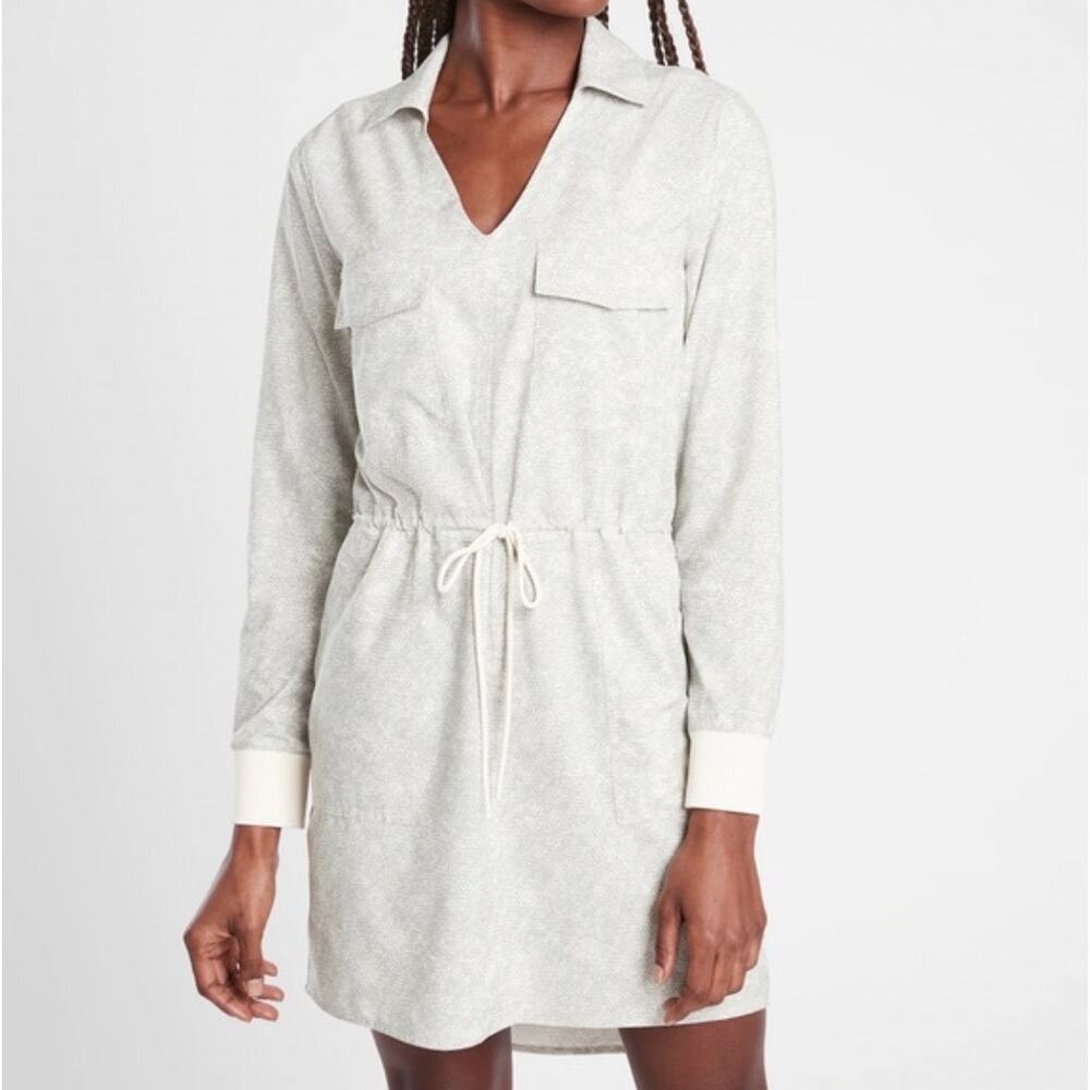 ATHLETA Zuma Utility Long Sleeve Shirt Dress Snakeskin XL